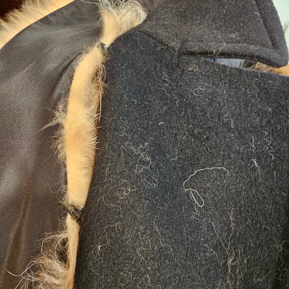 1 Madison Womens Coat XXL Black Fox Fur Retro Glam Old Money Quiet Luxury - Picture 15 of 15